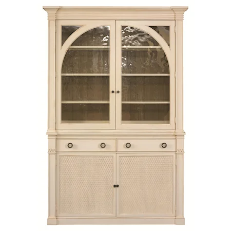 China Cabinet with Cane and Panel Insert Options and Built in Lights